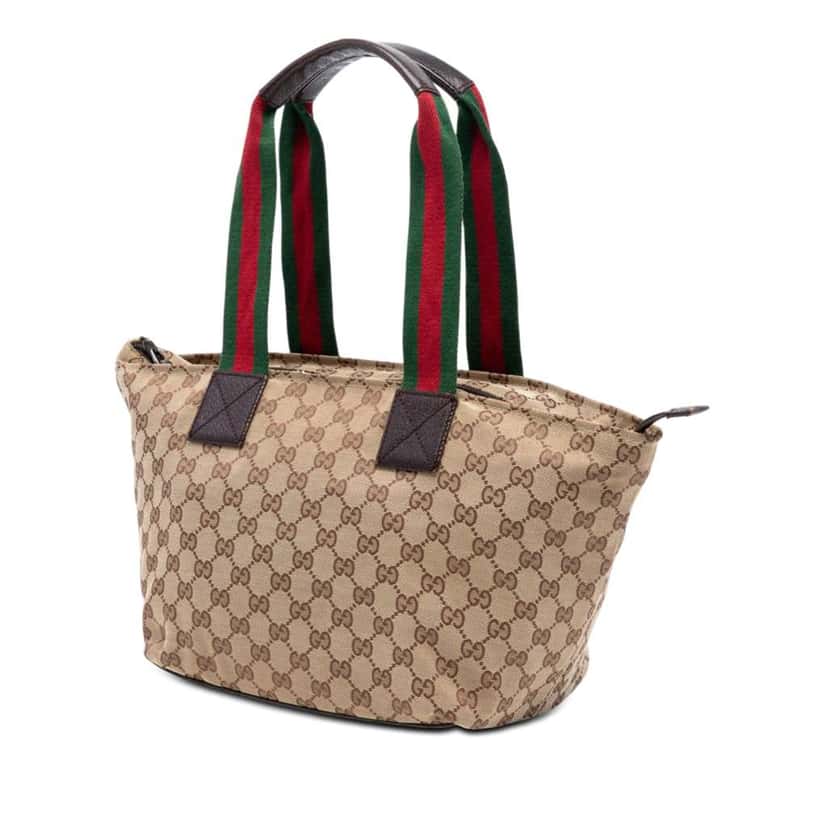 Gucci GG Canvas Web Tote Beige Canvas Good condition - Back View