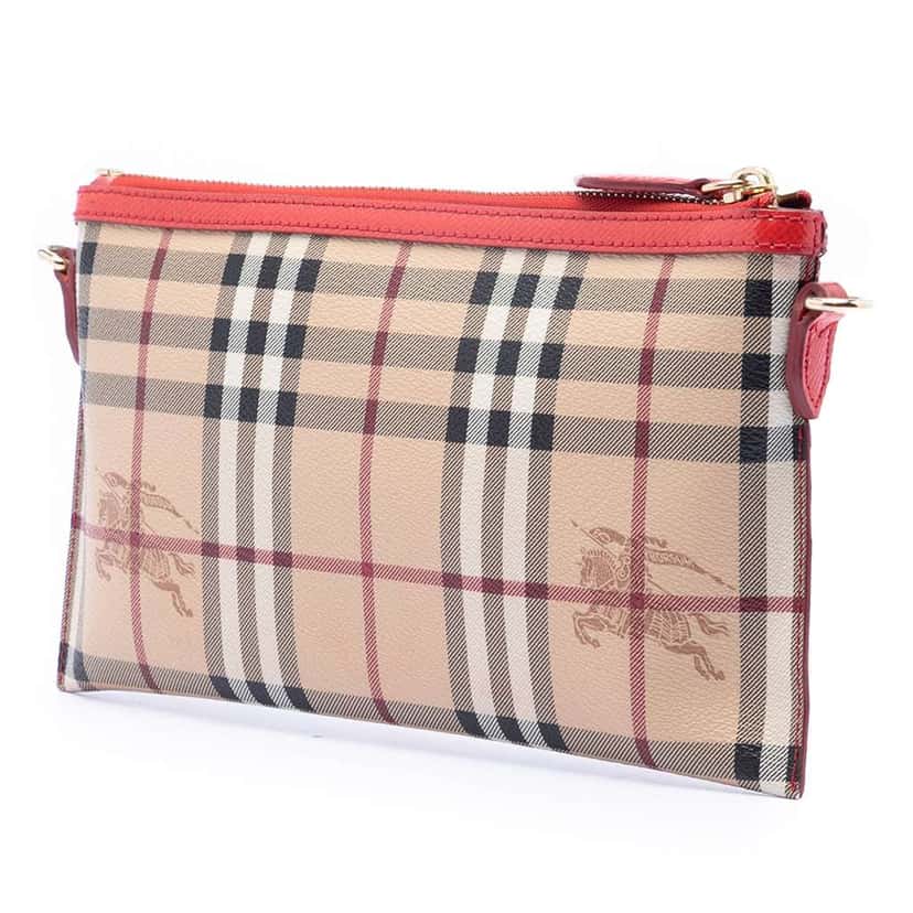 Burberry Haymarket Check Coated Canvas Peyton Crossbody Beige Very good condition - Back View