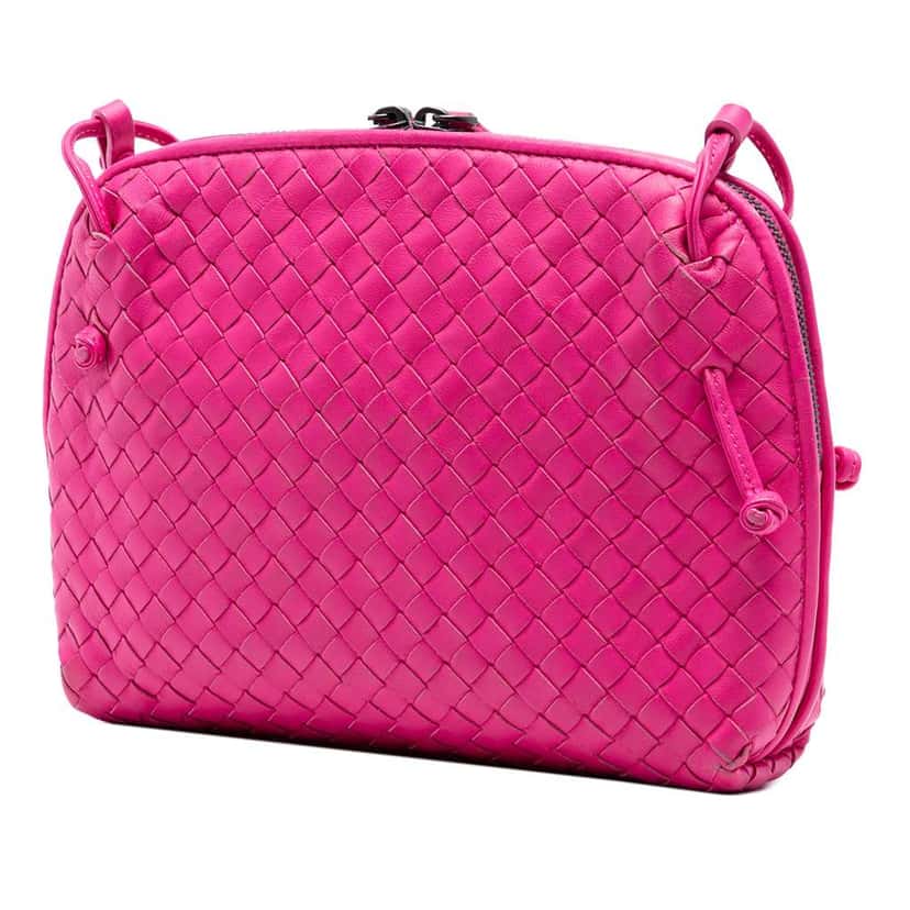 Bottega Veneta Mini Nappa Intrecciato Nodini Crossbody Pink Leather Very good condition - Back View
