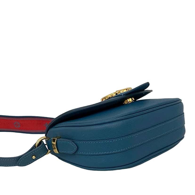 Louis Vuitton Grained Calfskin LV Pont 9 Soft MM Blue Leather Very good condition - Box View