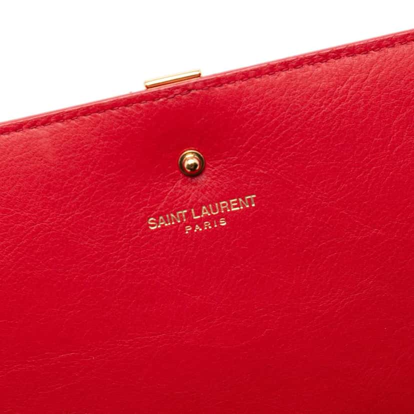 Saint Laurent Leather Chyc Ligne Wallet on Chain Red Leather Very good condition - Box View