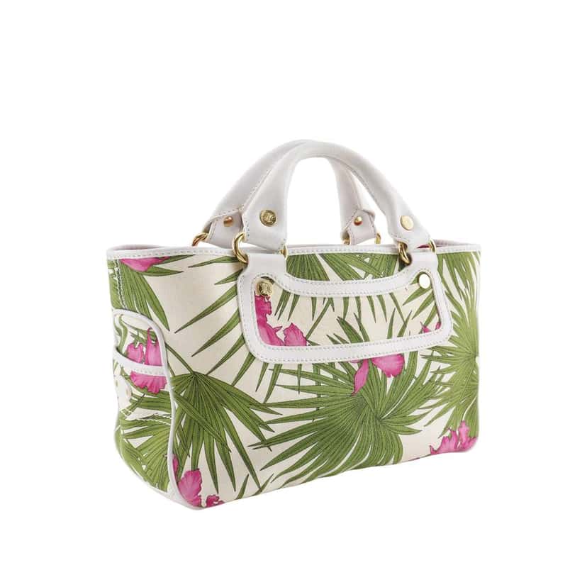 Celine Canvas Botanical Print Boogie Handbag White Canvas Very good condition - Back View