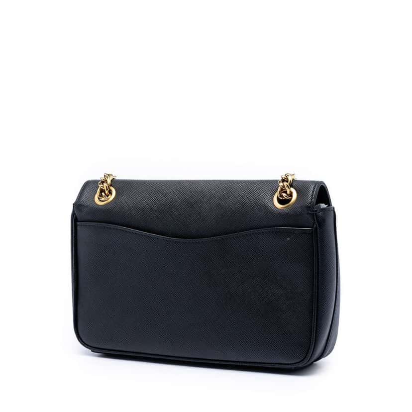 Prada Saffiano Pattina Chain Crossbody Black Leather Very good condition - Back View