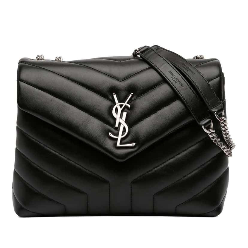 Saint Laurent Small Matelasse Calfskin Monogram LouLou Shoulder Bag Black Leather Very good condition - Front View