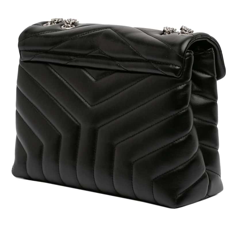 Saint Laurent Small Matelasse Calfskin Monogram LouLou Shoulder Bag Black Leather Very good condition - Back View