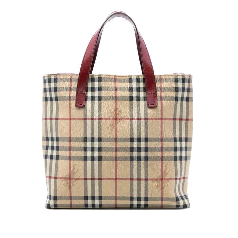 Burberry Haymarket Check Coated Canvas Tote Beige Canvas Very good condition - Front View