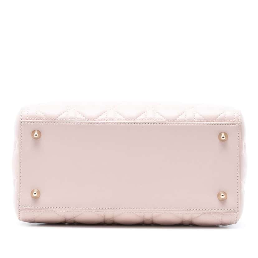 Dior Medium Lambskin Cannage Lady Dior Pink Leather Very good condition - Inside View