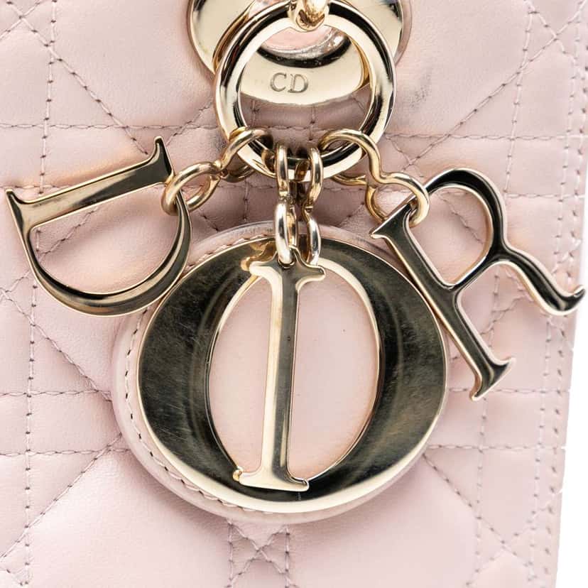 Dior Medium Lambskin Cannage Lady Dior Pink Leather Very good condition - Box View