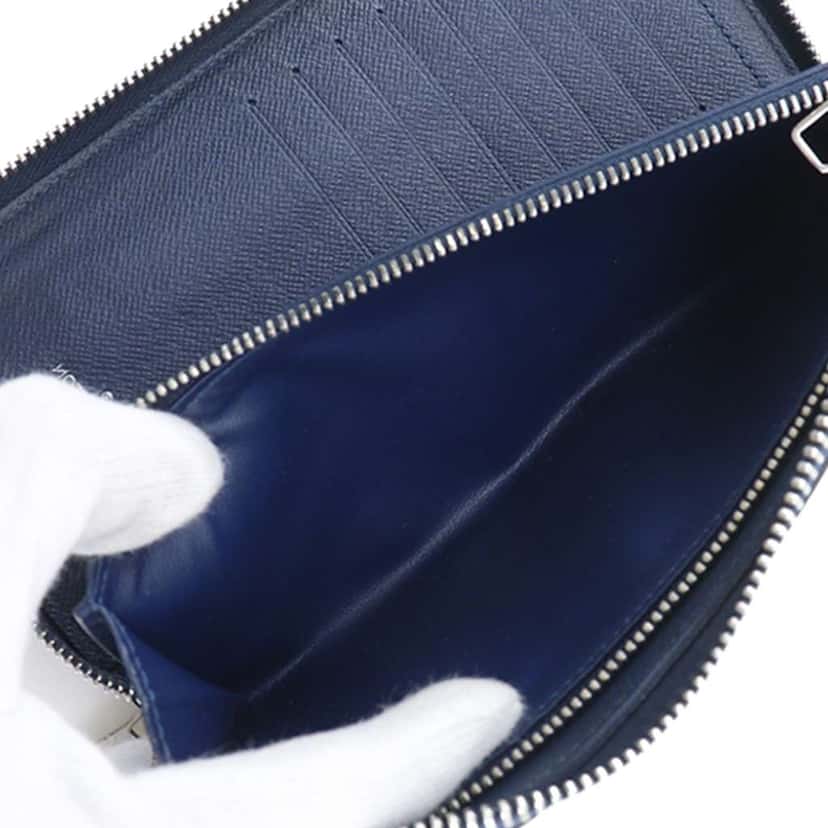 Louis Vuitton Taiga Zippy Vertical Long Wallet Blue Leather Very good condition - Box View