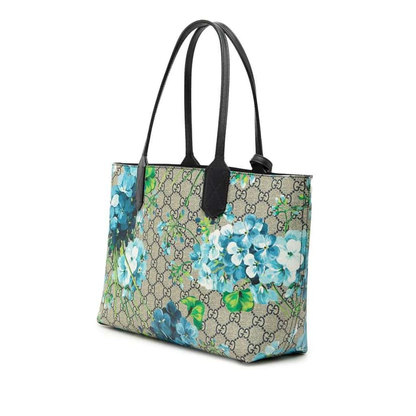 Gucci Small GG Supreme Blooms Reversible Tote Beige Canvas Very good condition - Back View