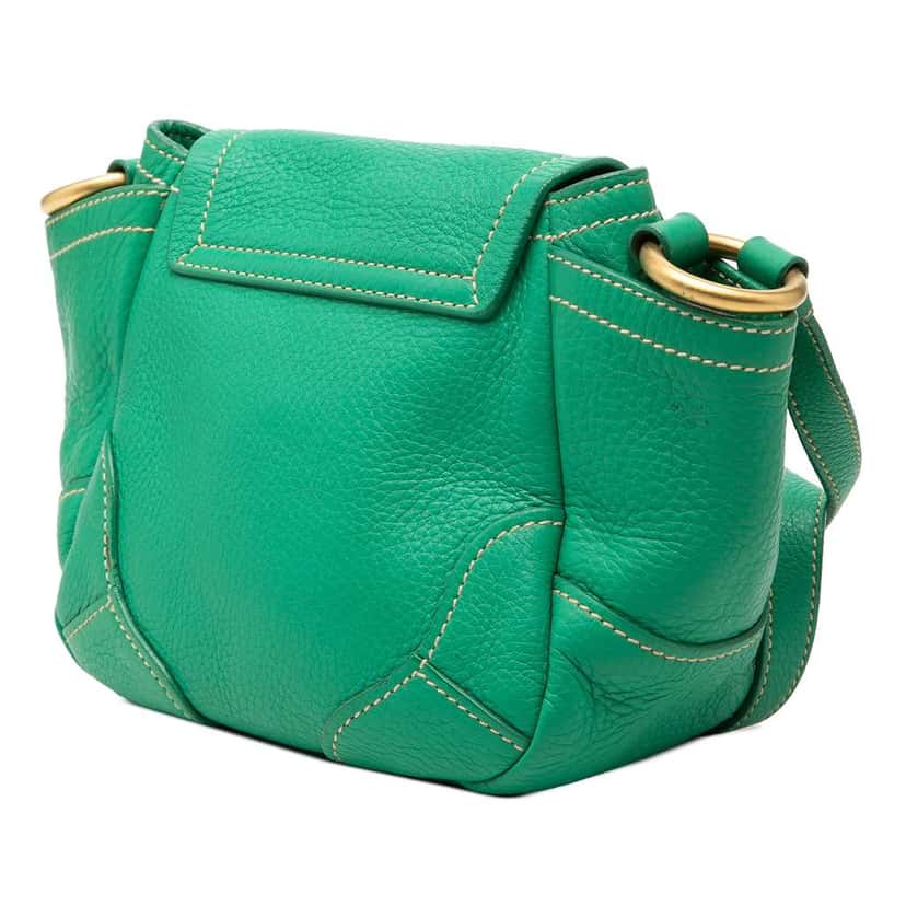 Prada Vitello Daino Lock Flap Crossbody Green Leather Very good condition - Back View