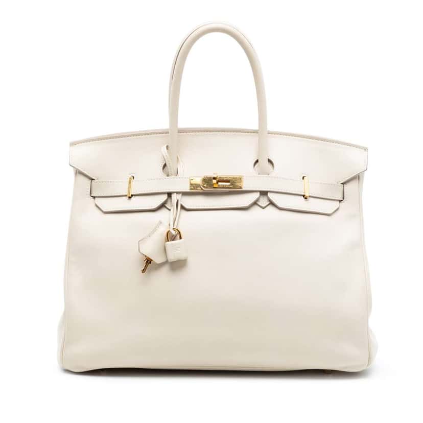 Hermès Swift Birkin Retourne 35 White Leather Very good condition - Front View
