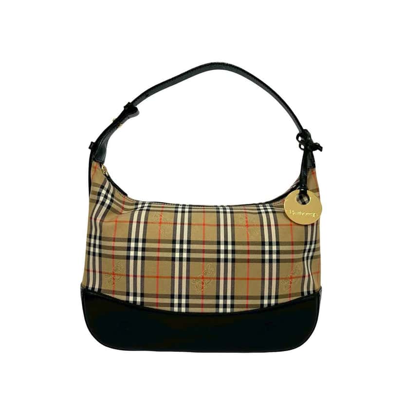 Burberry Haymarket Check Canvas Shoulder Bag Beige Canvas Very good condition - Front View