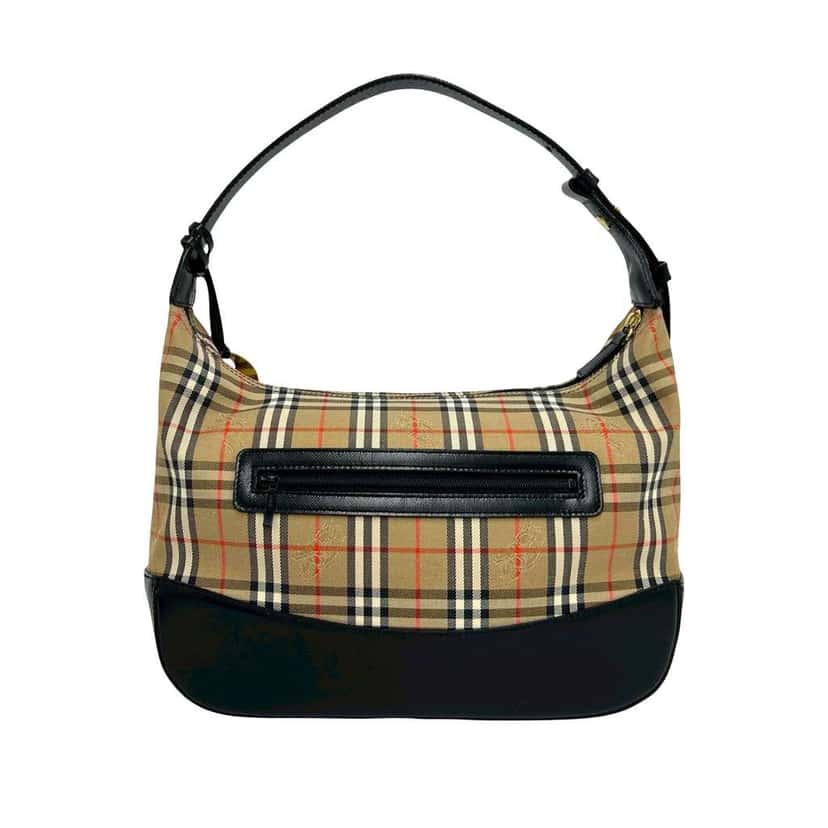 Burberry Haymarket Check Canvas Shoulder Bag Beige Canvas Very good condition - Back View