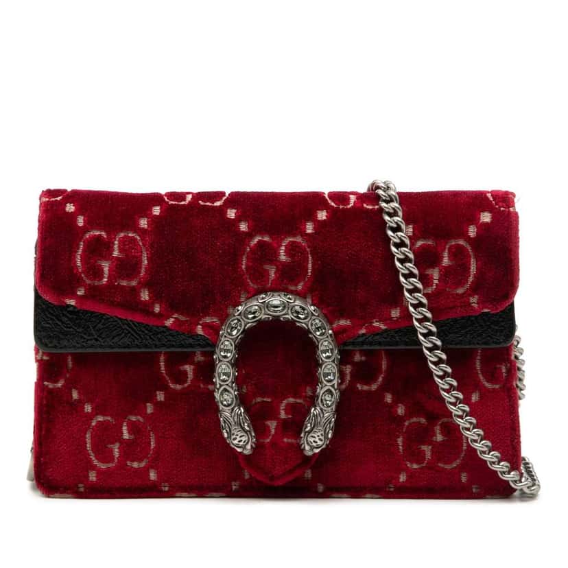 Gucci Mini GG Velvet Dionysus Crossbody Red Velvet Very good condition - Front View