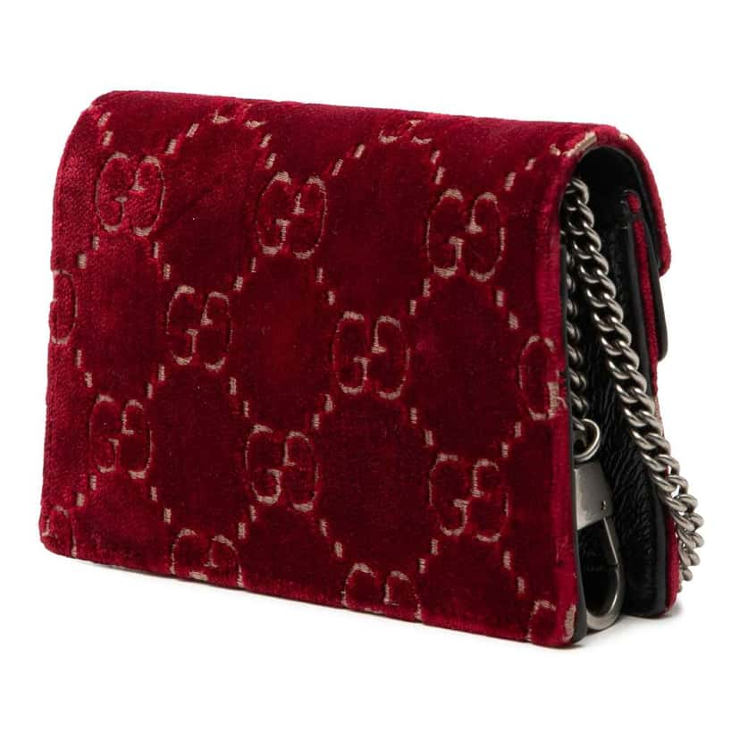 Gucci Mini GG Velvet Dionysus Crossbody Red Velvet Very good condition - Back View