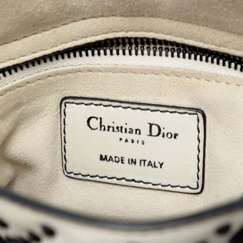 Dior Mini Lambskin Cannage Studded Supple Lady Dior White Leather Very good condition - Box View