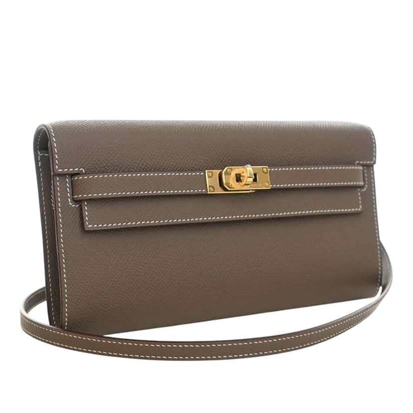 Hermès Epsom Kelly To Go Wallet Brown Leather Very good condition - Back View