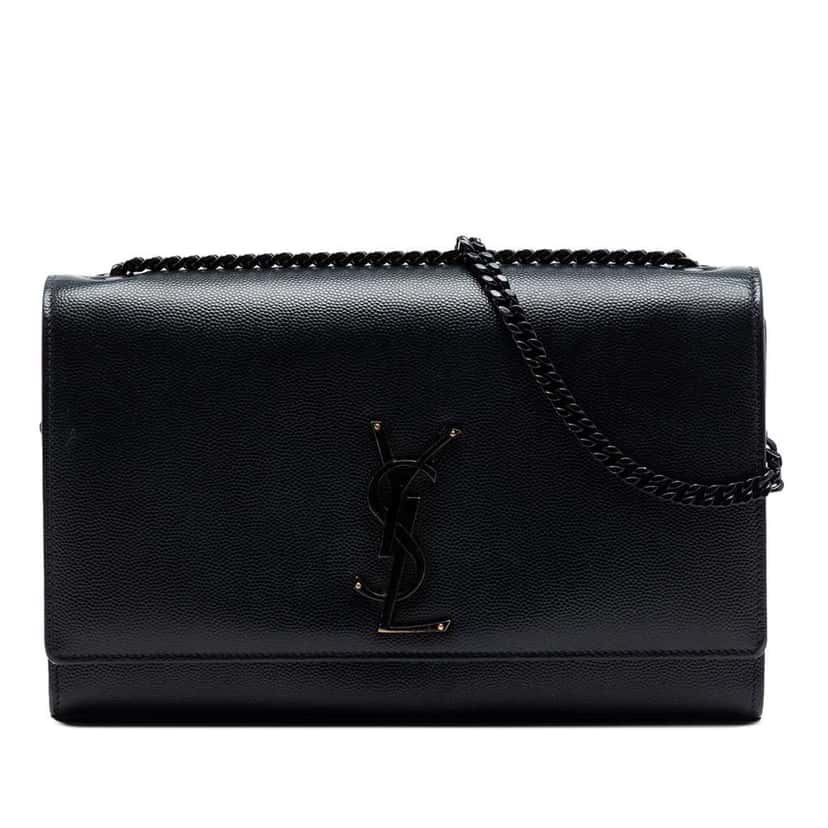 Saint Laurent Medium Grain De Poudre Monogram Monochrome Kate Crossbody Black Leather Very good condition - Front View