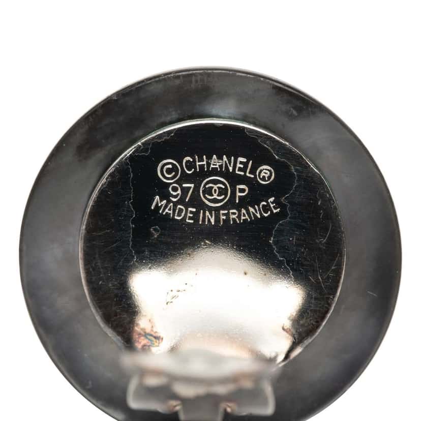 Chanel CC Brass Strass Clip On Earrings Silver Brass Very good condition - Inside View