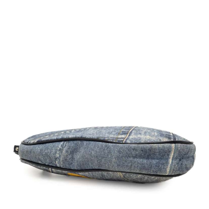 Dior Mini Canvas Printed Denim Speedway Saddle Pochette Blue Denim Very good condition - Inside View