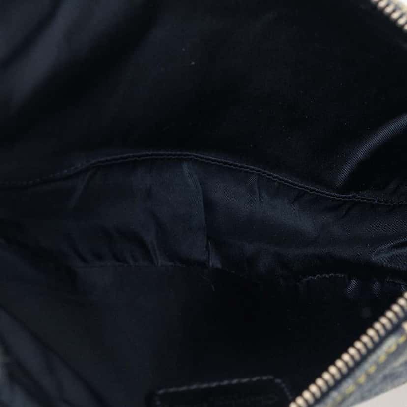 Dior Mini Canvas Printed Denim Speedway Saddle Pochette Blue Denim Very good condition - Model View