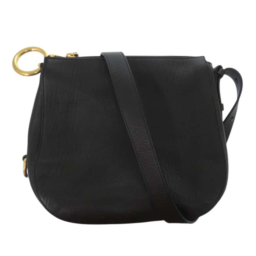 Burberry Small Calfskin Knight Shoulder Bag Black Leather Never worn - Front View