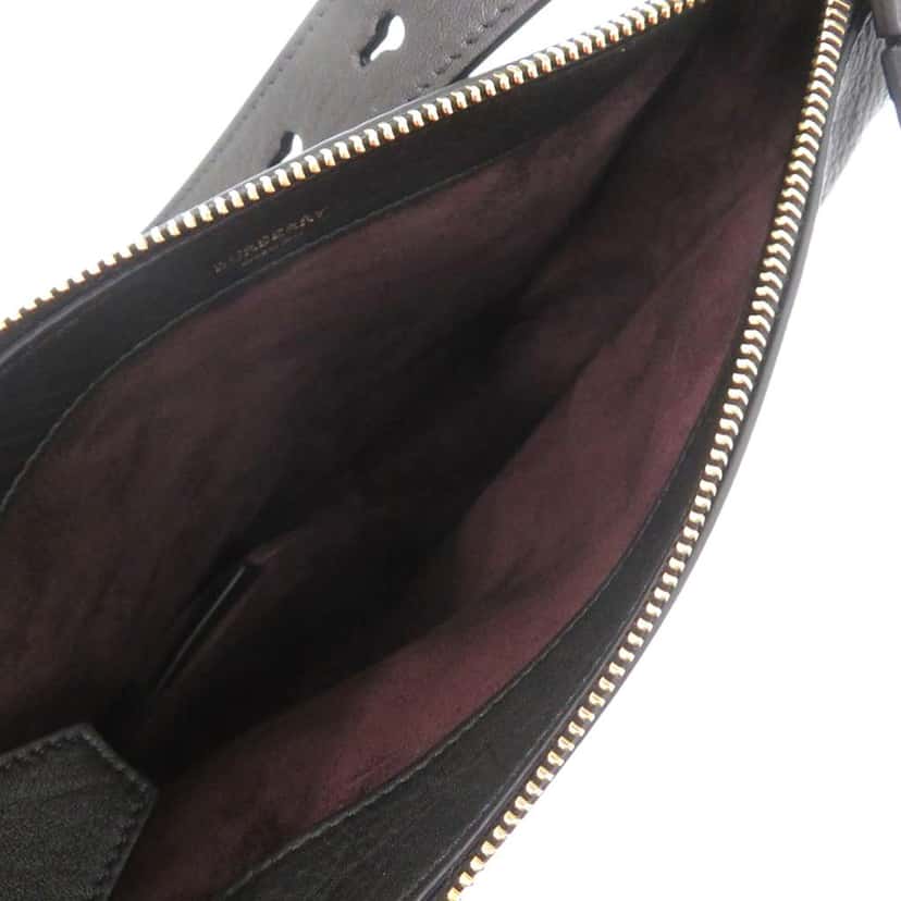 Burberry Small Calfskin Knight Shoulder Bag Black Leather Never worn - Model View