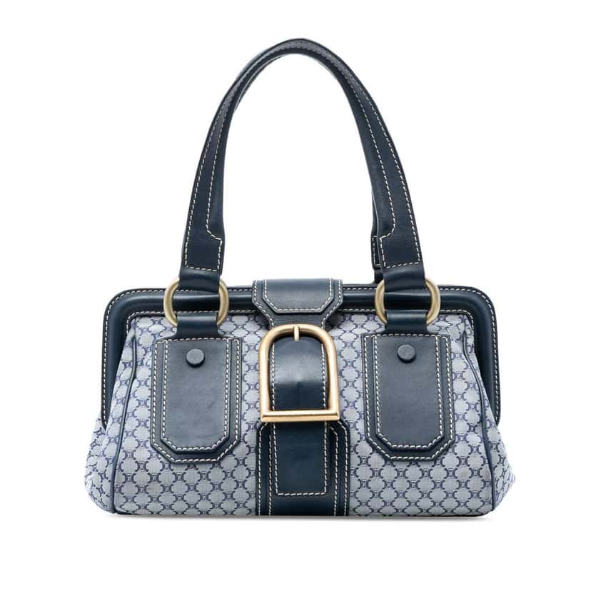 Celine Macadam Canvas Ella Frame Handbag Grey Canvas Very good condition - Front View