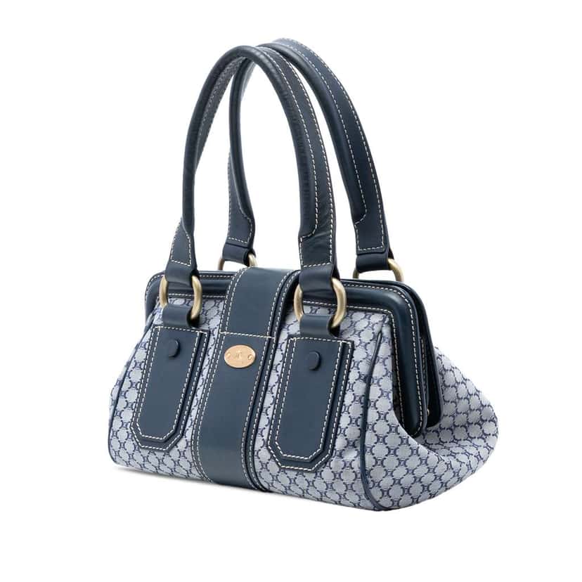 Celine Macadam Canvas Ella Frame Handbag Grey Canvas Very good condition - Back View