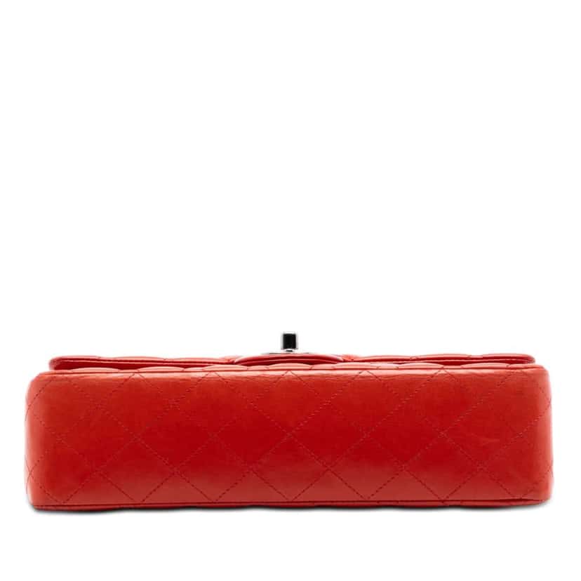 Chanel Medium Classic Lambskin Double Flap Orange Leather Very good condition - Inside View