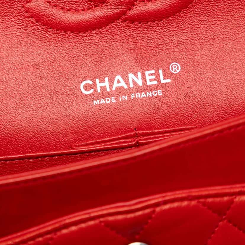 Chanel Medium Classic Lambskin Double Flap Orange Leather Very good condition - Box View