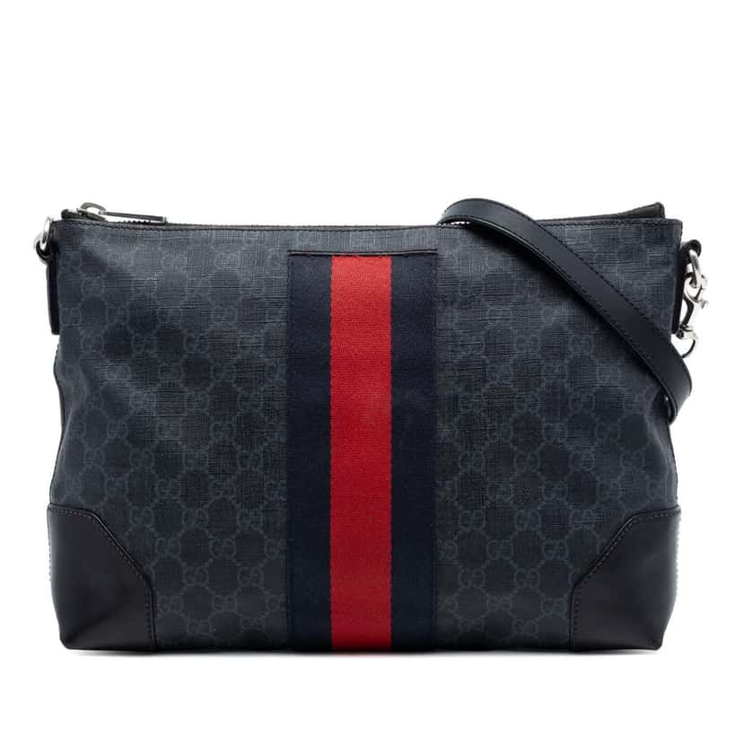 Gucci GG Supreme Web Crossbody Black Canvas Very good condition - Front View