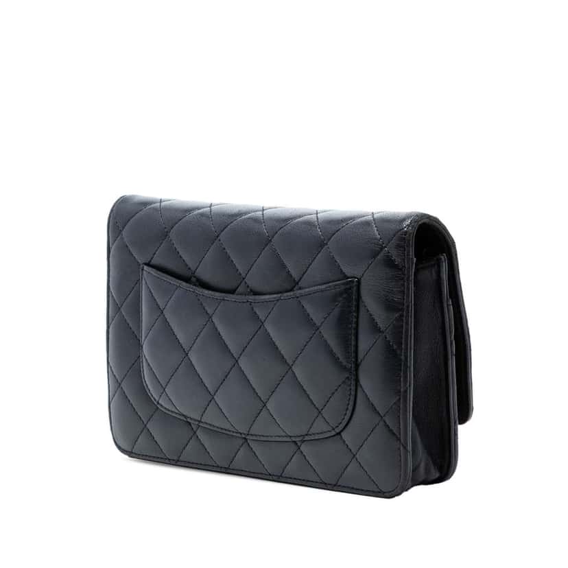 Chanel CC Quilted Lambskin Wallet On Chain Black Leather Very good condition - Back View