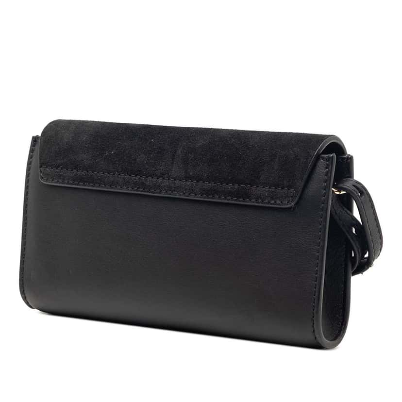 Chloé Mini Calfskin and Suede Faye Chain Crossbody Black Leather Very good condition - Back View