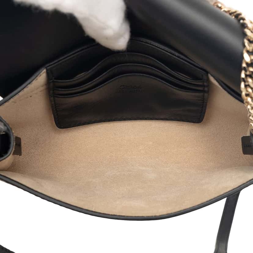 Chloé Mini Calfskin and Suede Faye Chain Crossbody Black Leather Very good condition - Model View