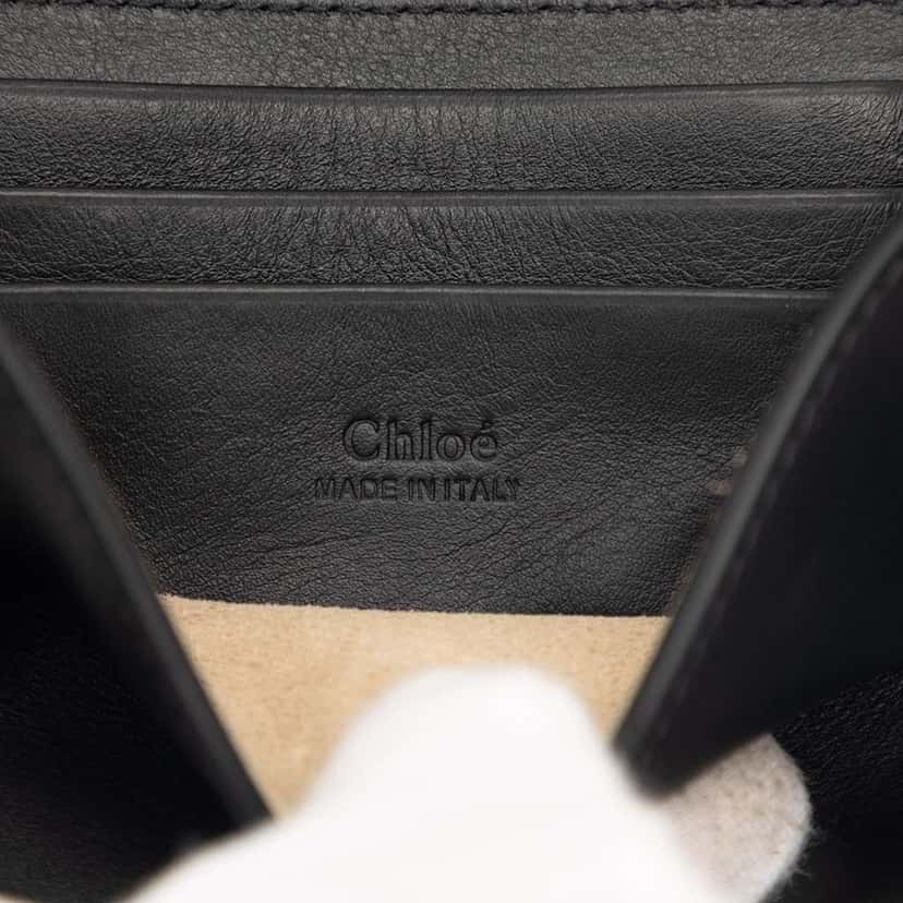 Chloé Mini Calfskin and Suede Faye Chain Crossbody Black Leather Very good condition - Box View