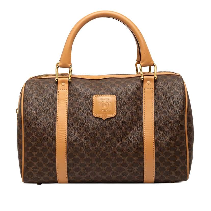 Celine Macadam Coated Canvas Boston Bag Brown Canvas Very good condition - Front View