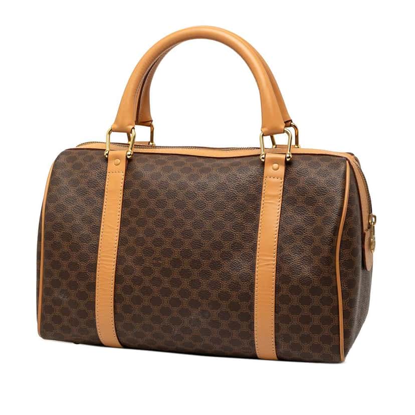 Celine Macadam Coated Canvas Boston Bag Brown Canvas Very good condition - Back View