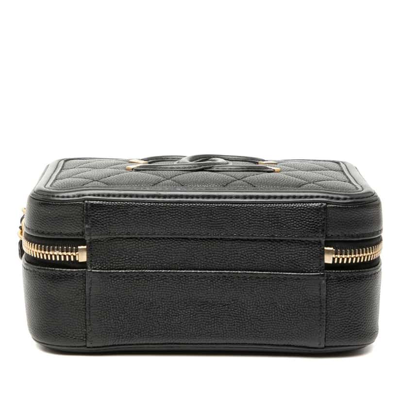 Chanel Small Caviar CC Filigree Vanity Case Black Leather Very good condition - Inside View