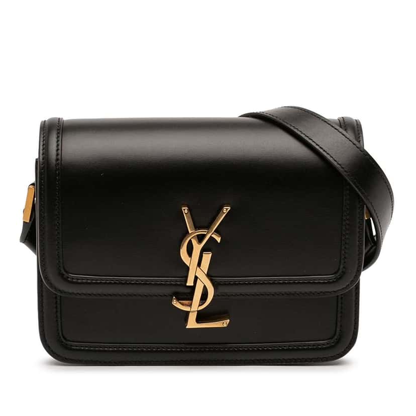 Saint Laurent Small Calfskin Solferino Satchel In Box Black Leather Very good condition - Front View