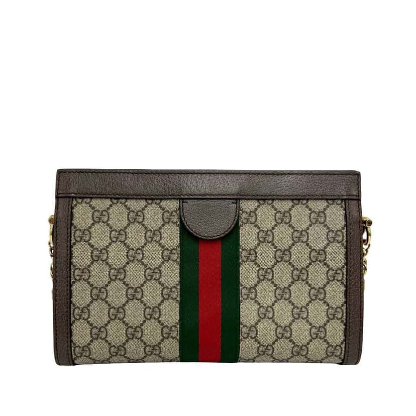 Gucci Small GG Supreme Web Ophidia Chain Crossbody Beige Canvas Very good condition - Back View