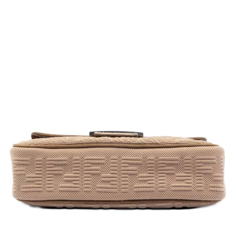 Fendi Zucca Embossed Technical Fabric Chain Midi Baguette Beige Very good condition - Inside View