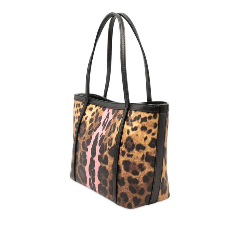 Dolce & Gabbana Leopard Print Coated Canvas Miss Escape Tote Brown Canvas Very good condition - Back View