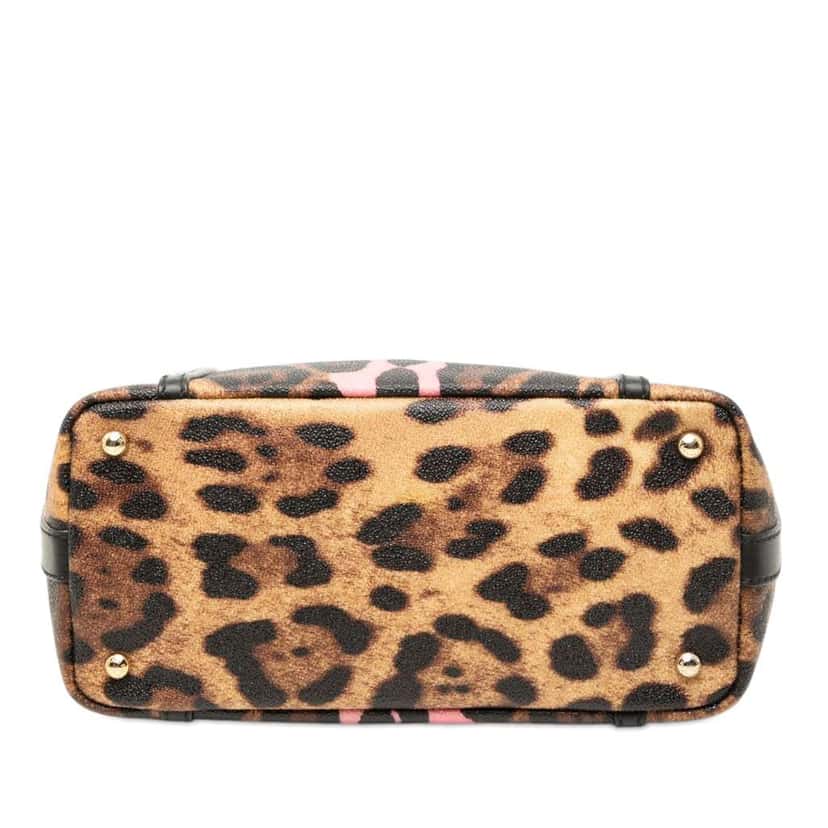 Dolce & Gabbana Leopard Print Coated Canvas Miss Escape Tote Brown Canvas Very good condition - Inside View