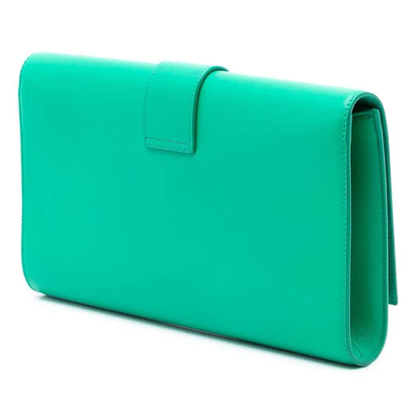 Saint Laurent Leather Chyc Ligne Clutch Green Leather Very good condition - Back View