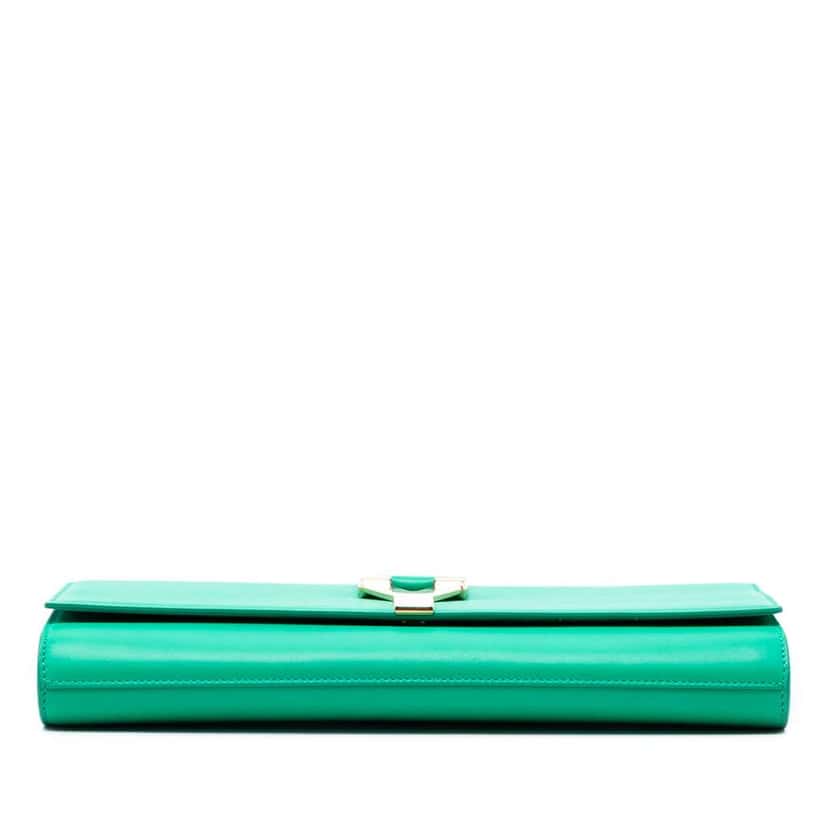 Saint Laurent Leather Chyc Ligne Clutch Green Leather Very good condition - Inside View
