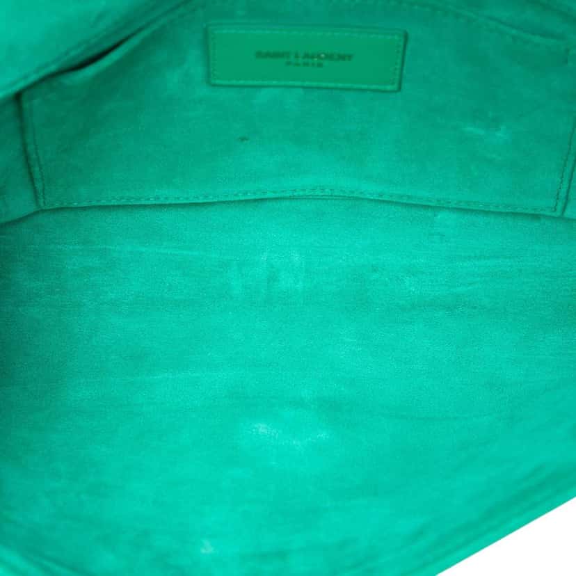 Saint Laurent Leather Chyc Ligne Clutch Green Leather Very good condition - Model View