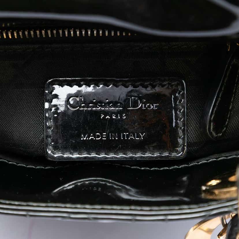 Dior Mini Patent Cannage Lady Dior Black Leather Very good condition - Box View