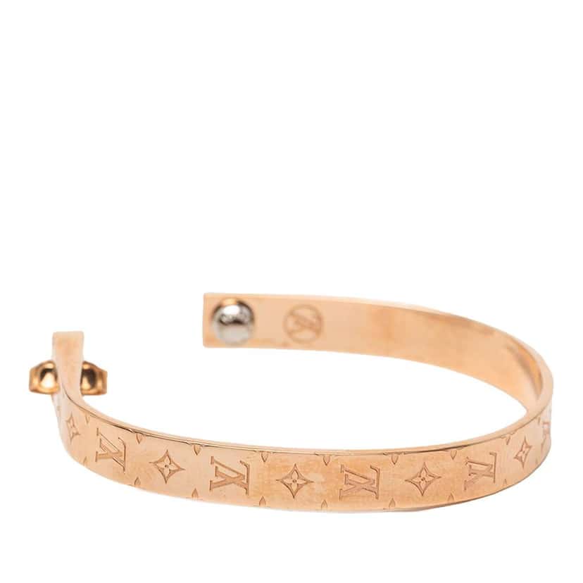 Louis Vuitton Rose Gold Plated Nanogram Hoop Push Back Earrings Pink Rose Gold Very good condition - Inside View